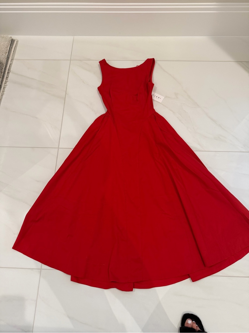 Classic Red Midi Fit-and-Flare Dress